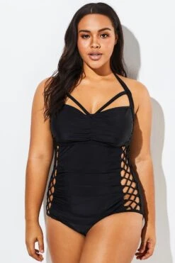 Black Cut Out Underwire Party One Piece Swimsuit 9 Black Cut Out Underwire Party One Piece Swimsuit -Bikini By Muse b sfop1911021 6