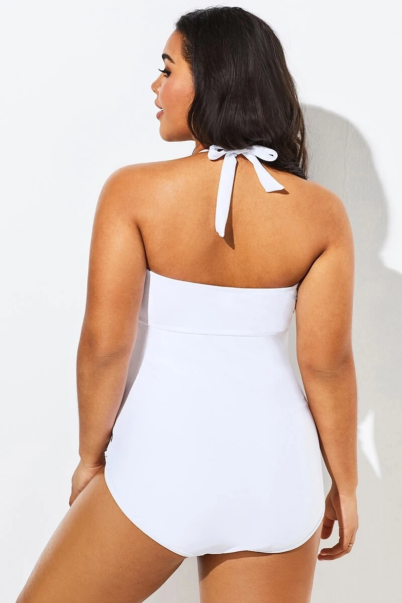 White Hollow Out Underwire One Piece Swimsuit 2 White Hollow Out Underwire One Piece Swimsuit - Image 2