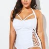 White Hollow Out Underwire One Piece Swimsuit
