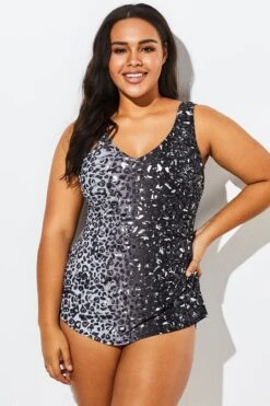 Modern Sarong Front V-Neck One Piece Swimsuit -Bikini By Muse b sfop1911072 4