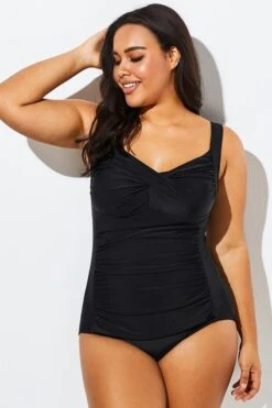 Black Twist Front Push Up One Piece Swimsuit -Bikini By Muse b sfop1911075 1
