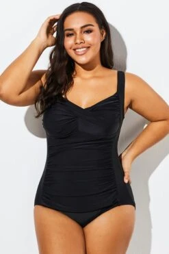 Black Twist Front Push Up One Piece Swimsuit -Bikini By Muse b sfop1911075 3