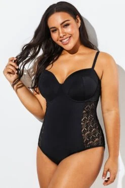 Black Backless Crochet Underwire One Piece Swimsuit -Bikini By Muse b sfop1911084 3