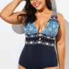 Charming Printed Cut Out One Piece Swimsuit