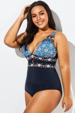 Charming Printed Cut Out One Piece Swimsuit -Bikini By Muse b sfop1911121 4