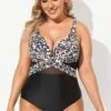 Leopard Cut Out Mesh One Piece Swimsuit
