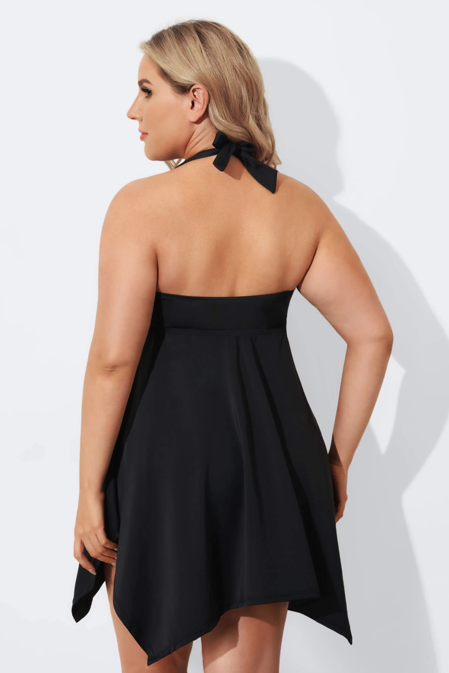 Black Handkerchief Flowy Halter 2 Piece Swimdress Set 2 Black Handkerchief Flowy Halter 2 Piece Swimdress Set - Image 2