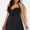 Black Bow Classic Halter Swimdress For Lady