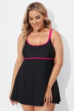 Black Scoopneck Double Lingerie Straps Swimdress -Bikini By Muse b sfsd1911035 3