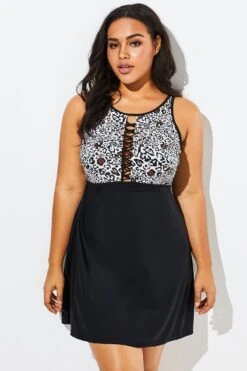 Black Leopard Print Sexy Side Lace Up Swimdress 10 Black Leopard Print Sexy Side Lace Up Swimdress -Bikini By Muse b sfsd1911045 5