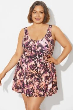 V-Neck Auburn Tie Dye Black Elegant Swimdress 10 V-Neck Auburn Tie Dye Black Elegant Swimdress -Bikini By Muse b sfsd1911048 5