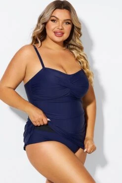 Dark Blue Twist Front Sweetheart Neckline Ruffle Swimdress 11 Dark Blue Twist Front Sweetheart Neckline Ruffle Swimdress -Bikini By Muse b sfsd1911054 6