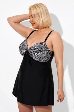 Black & White Jungle Tie Front Underwire Swimdress 9 Black & White Jungle Tie Front Underwire Swimdress -Bikini By Muse b sfsd2003121 4