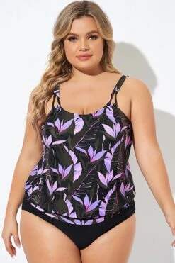 Adjustable Straps Blouson Lady Tankini Top -Bikini By Muse b sftan010007 5