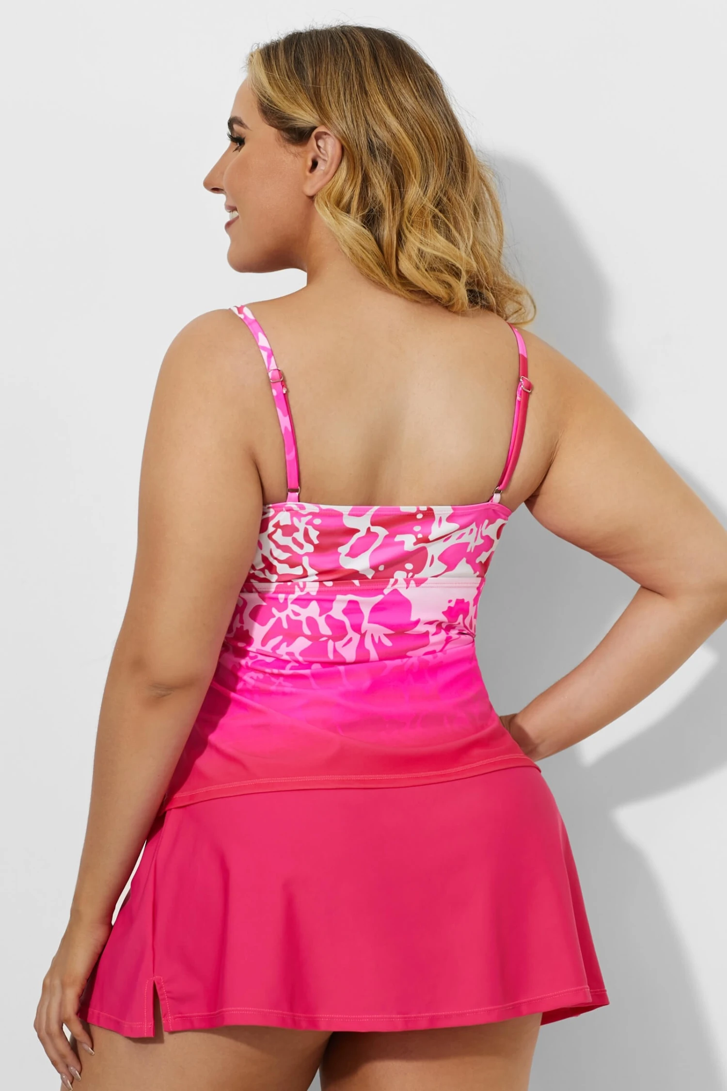 Pink Tie Front Tankini With Sorbet Side Slit Skirt 4 Pink Tie Front Tankini With Sorbet Side Slit Skirt - Image 4