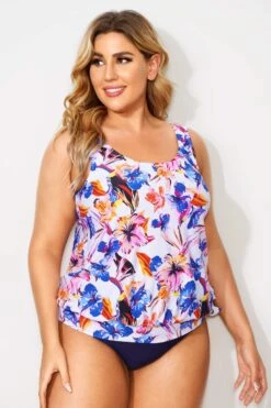 Floral Printed Side Tie Women Tankini Top -Bikini By Muse b sftan2003045 4