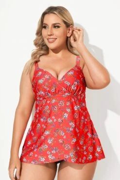 Sweetheart Neckline Floral Printed Tankini Top -Bikini By Muse b sftan2003076 4