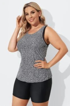 Black Leopard Longer Length Sport Tankini Set -Bikini By Muse b sftan2003079 3