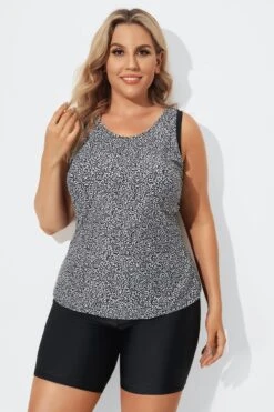 Black Leopard Longer Length Sport Tankini Set -Bikini By Muse b sftan2003079 4