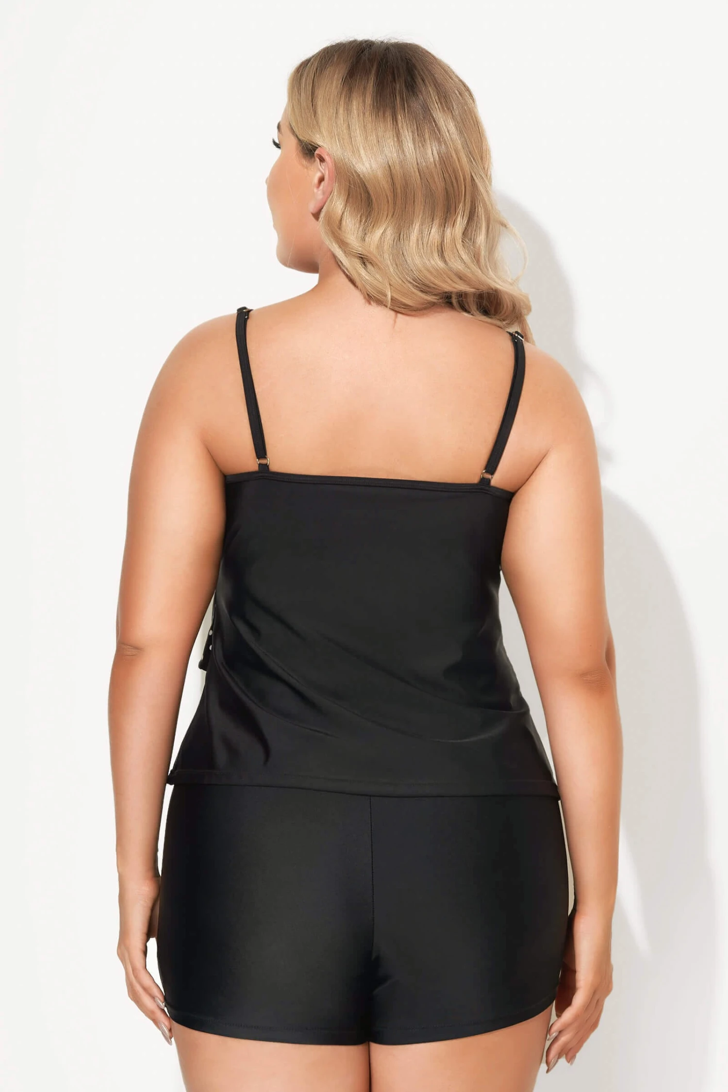 Black Dots Sweetheart Neck Tie Front Tankini Top 2 Black Dots Sweetheart Neck Tie Front Tankini Top - Image 2