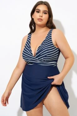 Navy And White Stripe Wrap Front Swimdress 10 Navy And White Stripe Wrap Front Swimdress -Bikini By Muse dsc00070