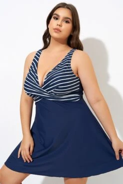 Navy And White Stripe Wrap Front Swimdress 11 Navy And White Stripe Wrap Front Swimdress -Bikini By Muse dsc00079
