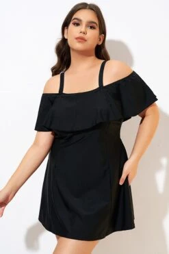 Solid Black Adjustable Straps Women Swimdress 9 Solid Black Adjustable Straps Women Swimdress -Bikini By Muse dsc00562