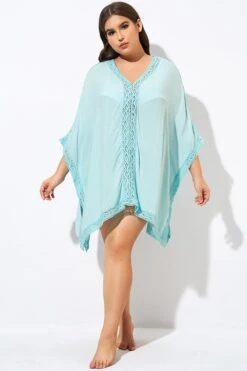 Aquamarine Bohemian Tunic Cover Up With Sleeves -Bikini By Muse dsc00749