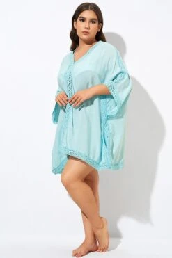 Aquamarine Bohemian Tunic Cover Up With Sleeves -Bikini By Muse dsc00765
