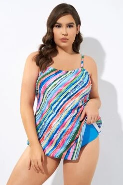 Multi Color Scarf Bandeau Longer Length Tankini Top -Bikini By Muse dsc06684 1