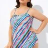 Multi Color Scarf Bandeau Longer Length Tankini Top