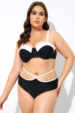 Black And White Sweetheart Neckline Underwire Bikini Top -Bikini By Muse dsc07479