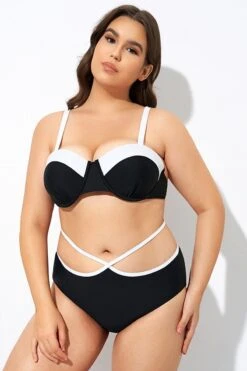 Black And White Sweetheart Neckline Underwire Bikini Top -Bikini By Muse dsc07488
