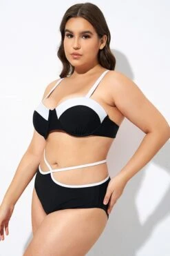 Black And White Sweetheart Neckline Underwire Bikini Top -Bikini By Muse dsc07511