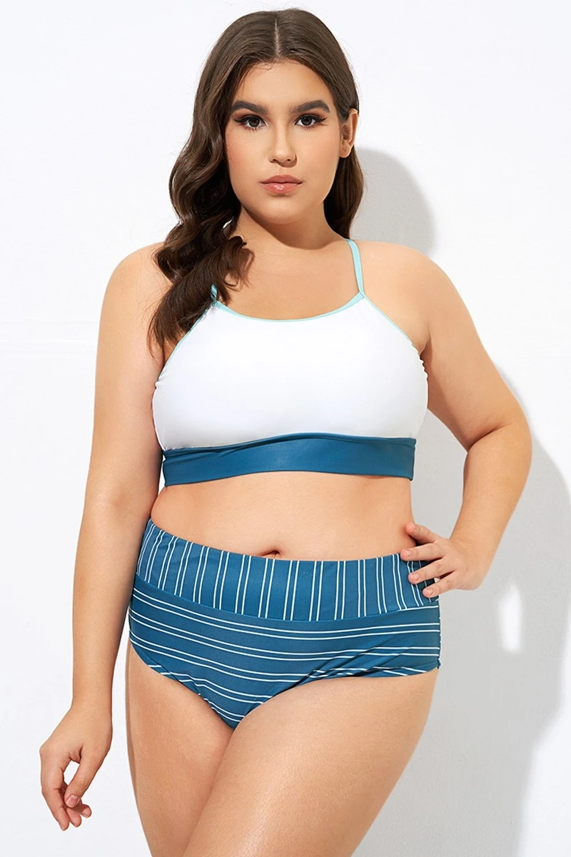 Teal Striped Women Bikini Top 3 Teal Striped Women Bikini Top - Image 3