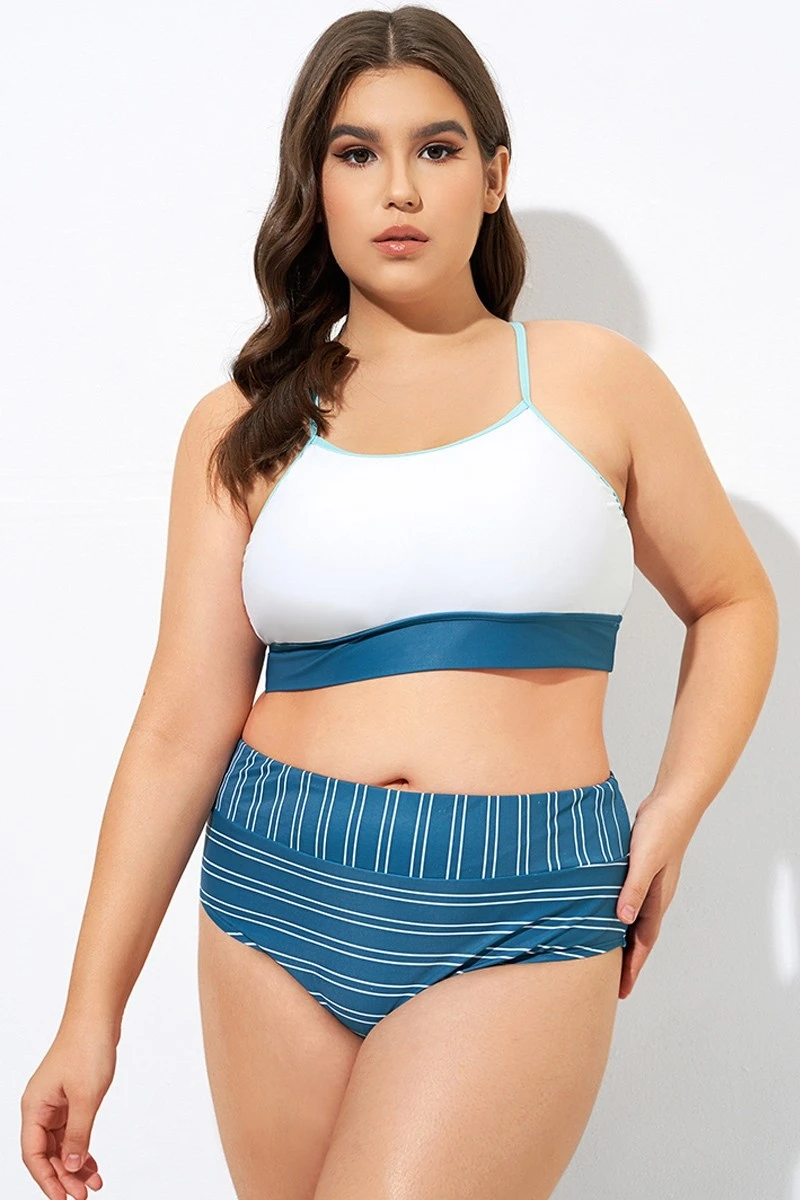 Teal Striped Women Bikini Top 1 Teal Striped Women Bikini Top