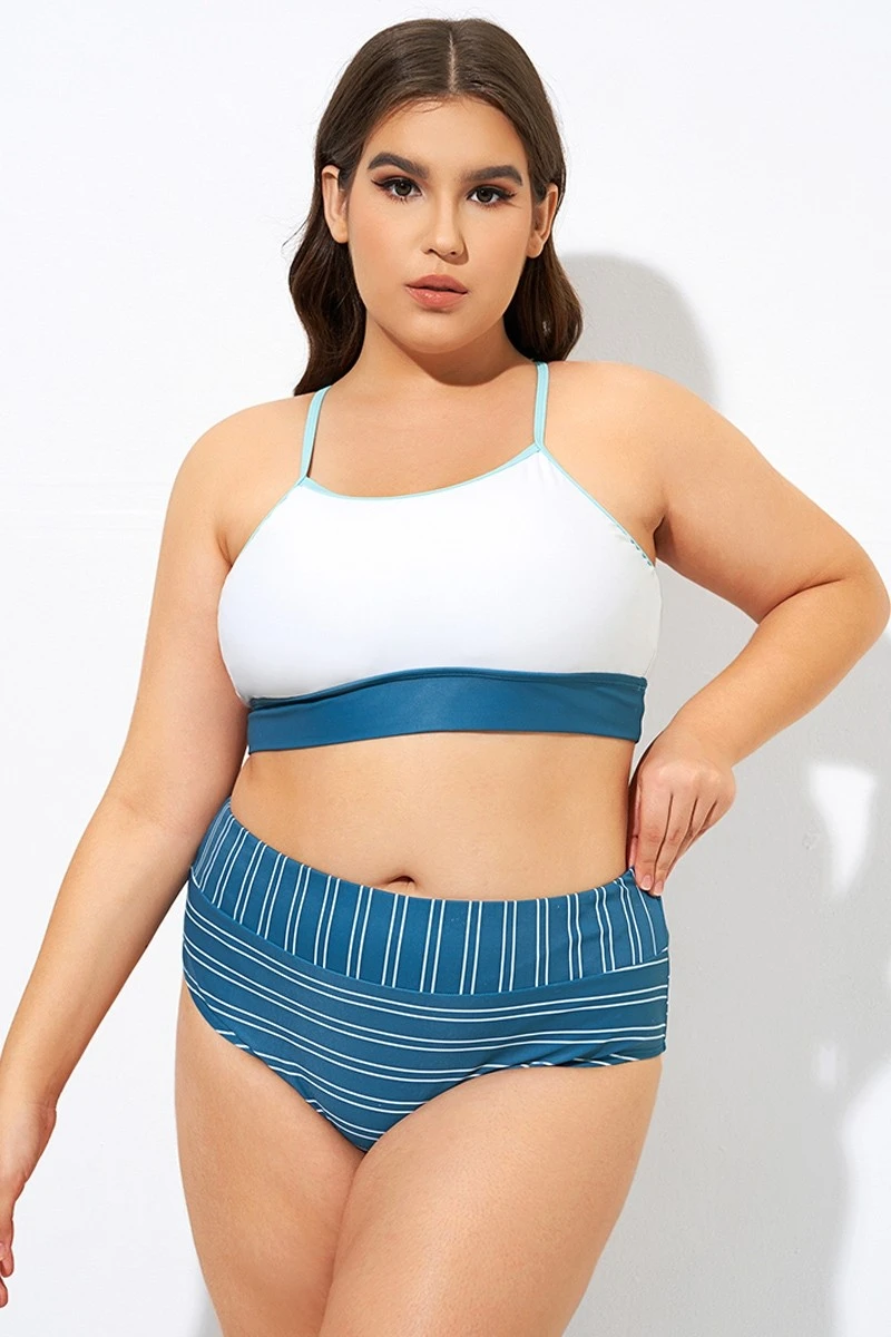 Teal Striped Women Bikini Top 4 Teal Striped Women Bikini Top - Image 4