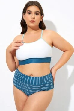 Teal Striped Women Bikini Top 10 Teal Striped Women Bikini Top -Bikini By Muse dsc08903