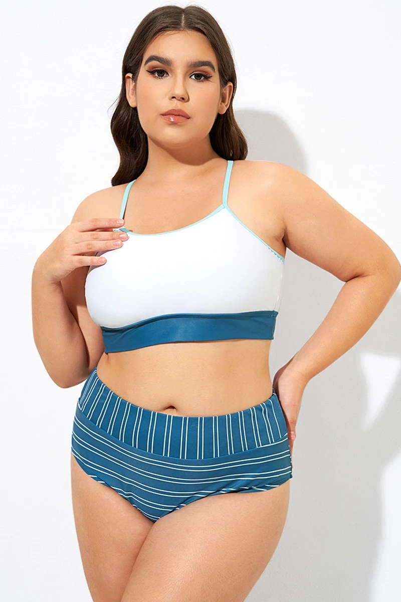 Teal Striped Women Bikini Top 5 Teal Striped Women Bikini Top - Image 5