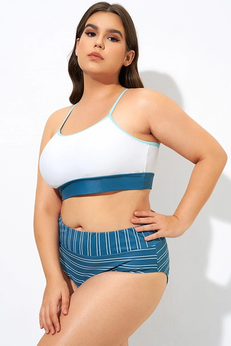 Teal Striped Women Bikini Top 6 Teal Striped Women Bikini Top - Image 6