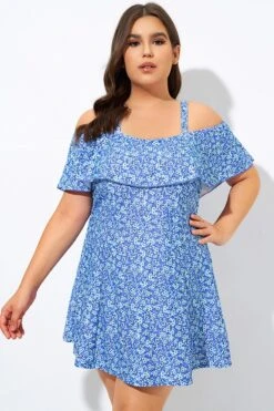 Pretty Ditsy Prints Off-the-Shoulder Swimdress -Bikini By Muse dsc09000 2