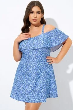 Pretty Ditsy Prints Off-the-Shoulder Swimdress -Bikini By Muse dsc09001 2