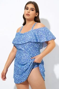 Pretty Ditsy Prints Off-the-Shoulder Swimdress -Bikini By Muse dsc09037 2