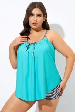 Fashionable Striped Bowknot Spaghetti Strap Tankini Top -Bikini By Muse dsc09067