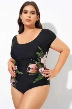 Black Mesh Flower Lady One Piece Swimsuit -Bikini By Muse dsc09200