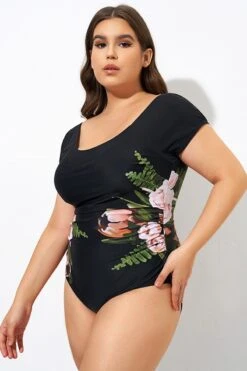 Black Mesh Flower Lady One Piece Swimsuit -Bikini By Muse dsc09213