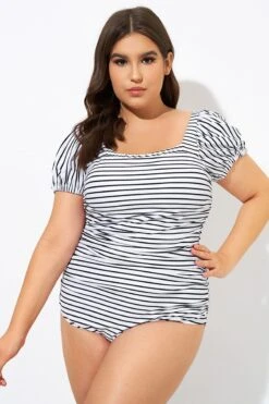 Vertical Stripes Ladder Back One Piece Swimsuit -Bikini By Muse dsc09229