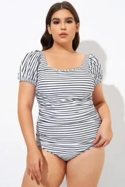 Vertical Stripes Ladder Back One Piece Swimsuit -Bikini By Muse dsc09252