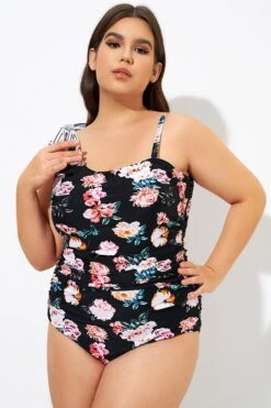 Flower One Shoulder Bow One Piece Swimsuit -Bikini By Muse dsc09305