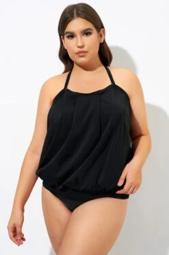 Soild Black Sexy Loose Bandeau Tankini Top -Bikini By Muse dsc09439